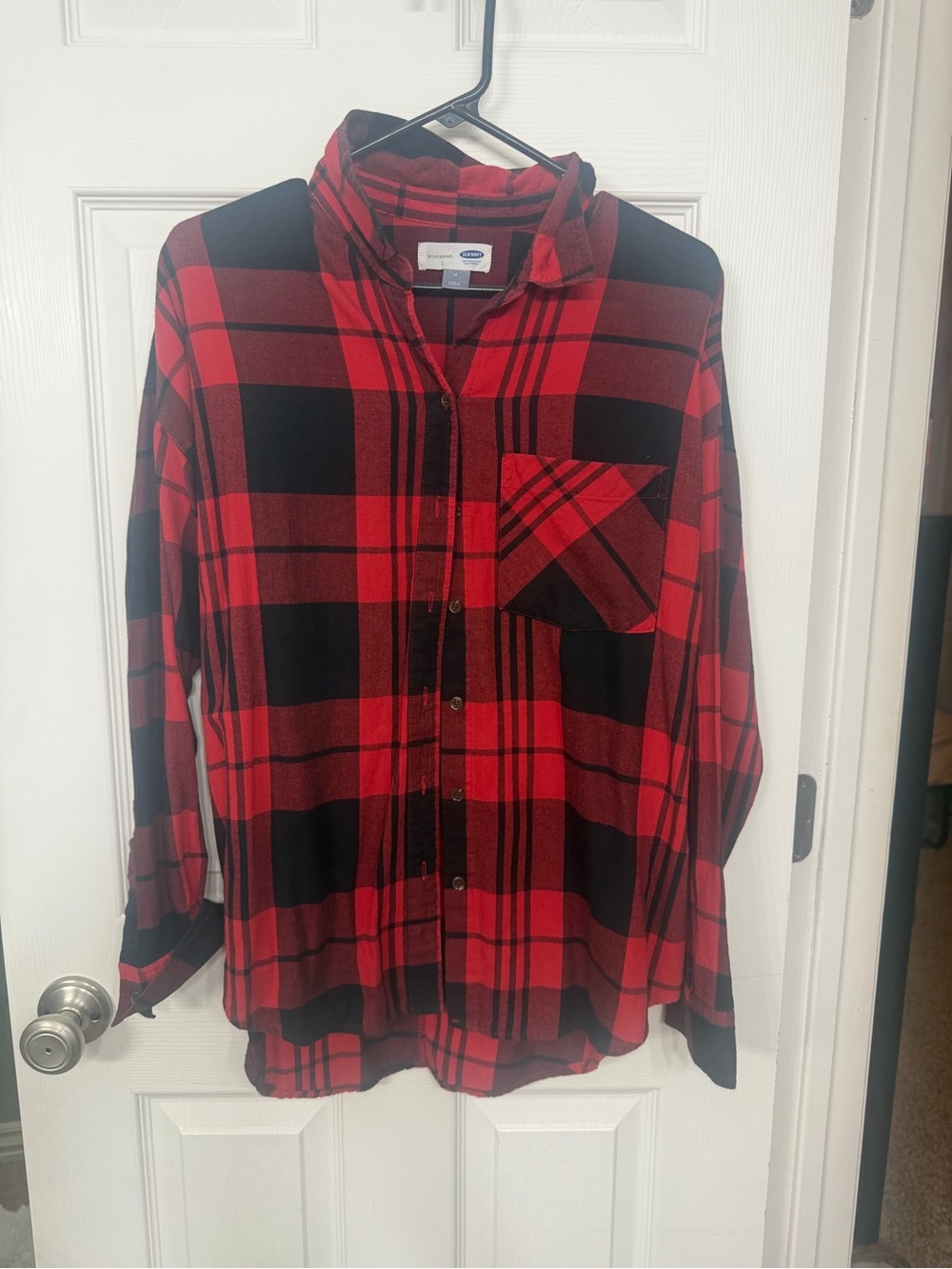 Old Navy Red and Black Plaid Button-Down Shirt